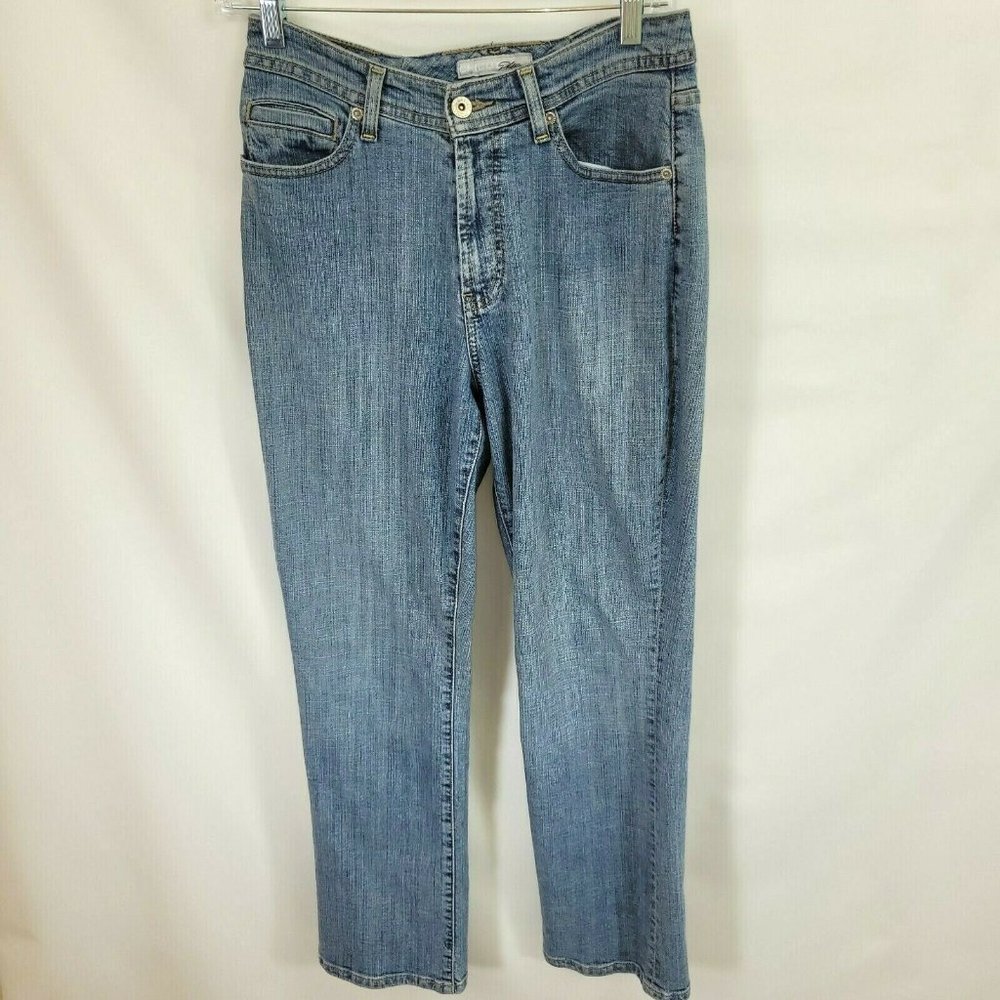 Chicos Platinum Size 1 Short Medium (28x30) Straight Blue Jeans Denim Stretch
